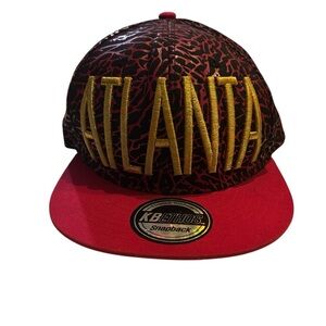 Men’s Flat Brim Red Black Atlanta Georgia KB Ethos Baseball Hat Cap